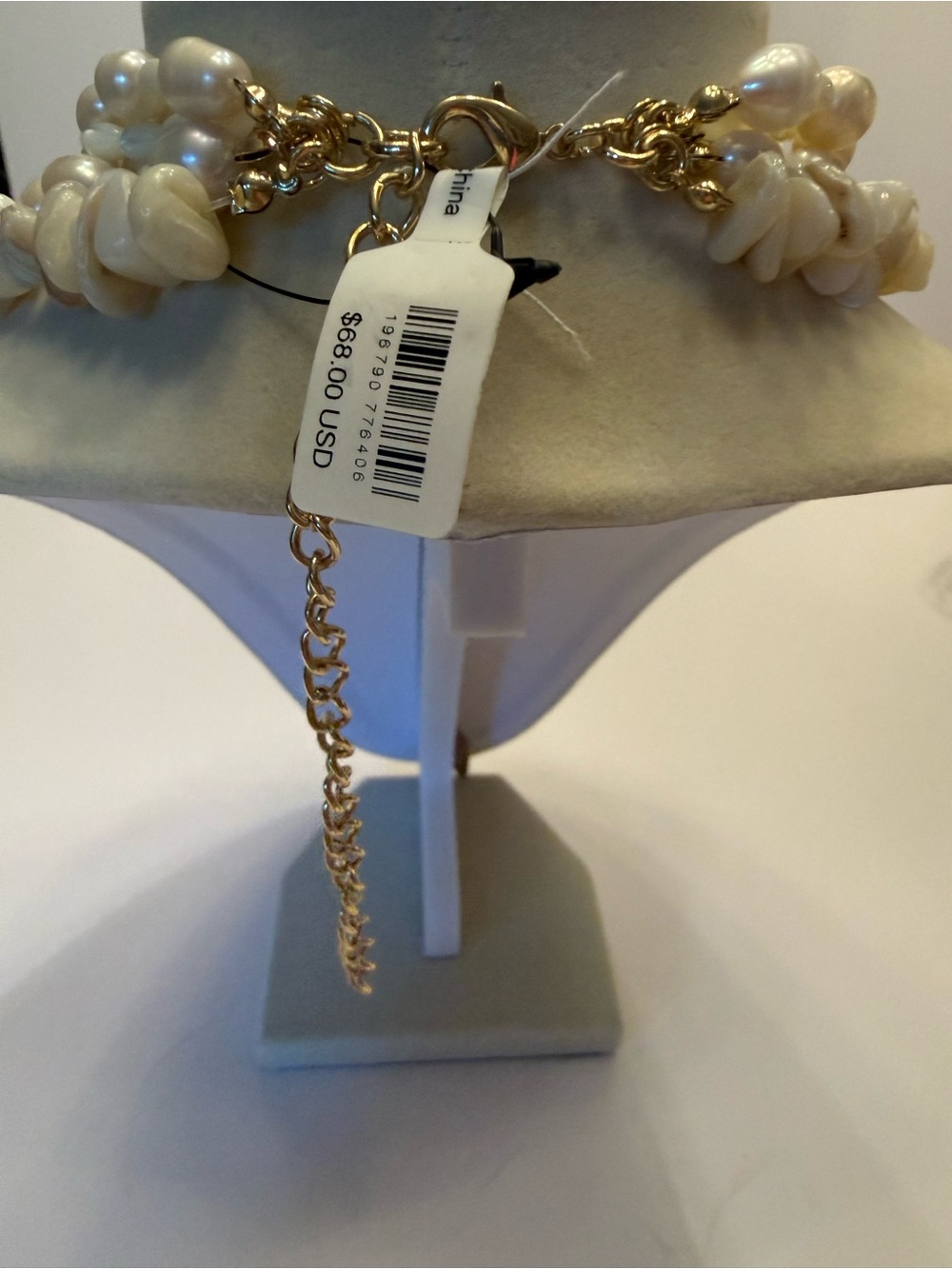 NWT Free People Pearl/Stones Multi-Strand Necklace w/Gold Cross Pendant 79854659 - Picture 5 of 7